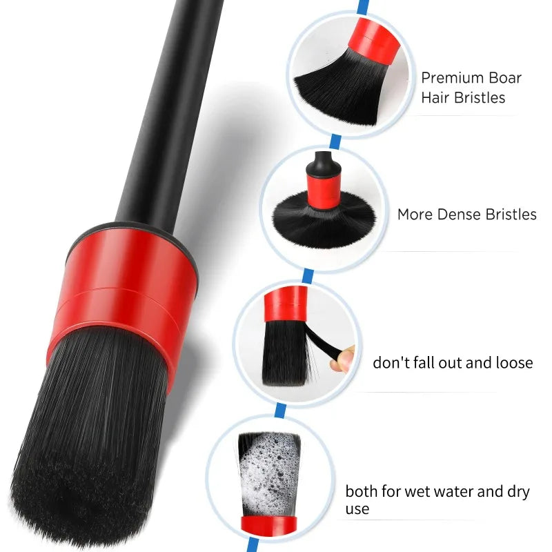 Kit de Cepillos de Detallado para Coche (5 Piezas) – Limpieza Profesional para Interior y Exterior