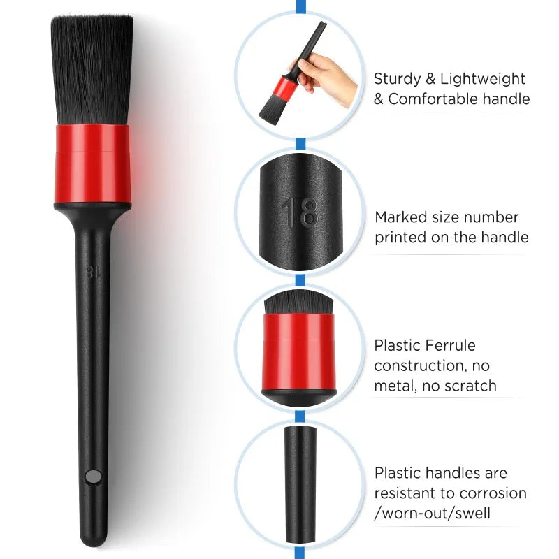 Kit de Cepillos de Detallado para Coche (5 Piezas) – Limpieza Profesional para Interior y Exterior